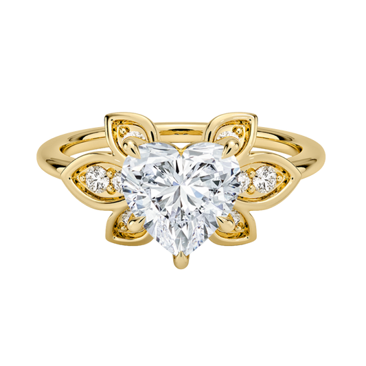 1 TO 5 CT Luxe Fiore Heart Cut Lab Grown Diamond Ring with Floral Gallery in 10K/14K/18K Gold | Pooja Diamond | IGI Certified Lab Diamond