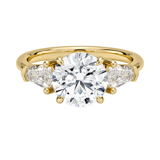 1 To 5 Ct Shield Side Stone Three Stone Round Cut Lab-Grown Diamond Ring in 10K/14K/18K Gold | Pooja Diamond | IGI Certified Lab Diamond