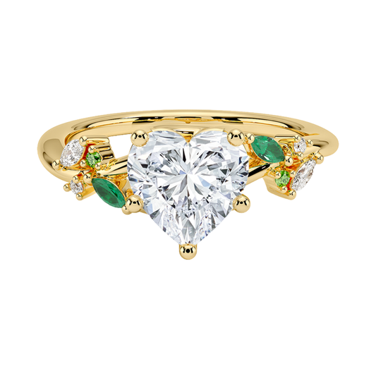 1 TO 5 CT Arden Heart Cut Lab Grown Diamond Ring with Marquise Leaf Accents in 10K/14K/18K Gold | Pooja Diamond | IGI Cetified Lab Diamond