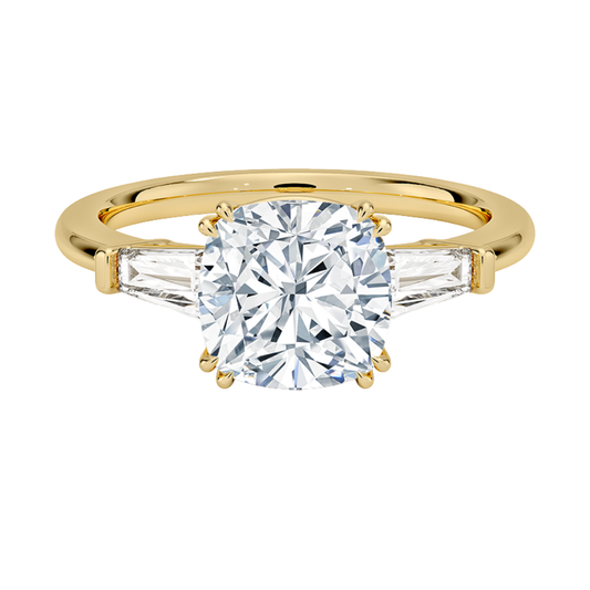 1 To 5 CT Symphony Double Prong Three Stone Cushion Cut Lab-Grown Diamond Ring in 10K/14K/18K Gold | Pooja Diamond | IGI Certified Lab Diamond