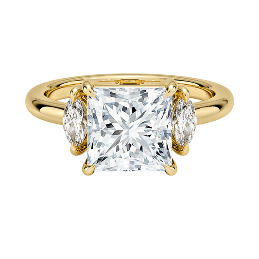 1 To 5 Ct Sasha Princess Cut Three Stone Marquise Lab-Grown Diamond Ring in 10K/14K/18K Gold | Pooja Diamond | IGI Certified Lab Diamond