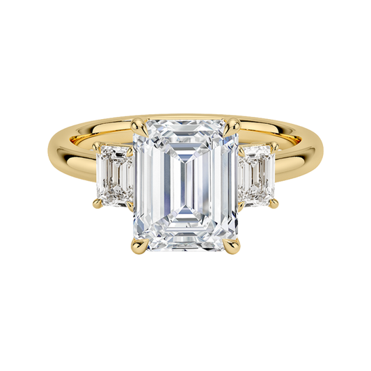 1 TO 5 Ct Rhiannon Emerald Cut Three Stone Lab-Grown Diamond Ring in 10K/14K/18K Gold | Pooja Diamond | IGI Certified Lab Diamond