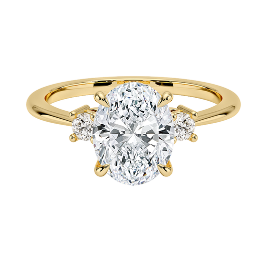 1 TO 5 CT Petite Selene Oval Cut Three Stone Lab-Grown Diamond Ring in 10K/14K/18K Gold | Pooja Diamond | IGI Certified Lab Diamond
