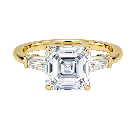 1 To 5 CT Symphony Tapered Baguette Three Stone Asscher Cut Lab-Grown Diamond Ring in 10K/14K/18K Gold | Pooja Diamond | IGI Certified Lab Diamond
