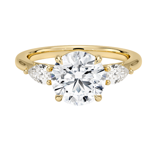 1 To 5 Ct Opera Perfect Fit Round Three Stone Lab-Grown Diamond Ring in 10K/14K/18K Gold | Pooja Diamond | IGI Certifed Lab Diamond