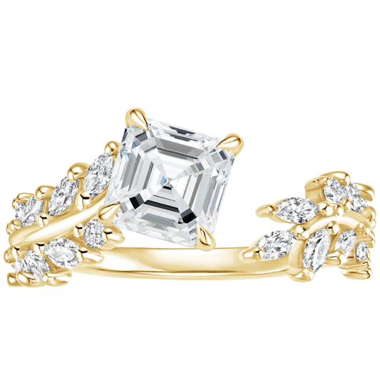 1 To 5 CT Sweeping Ivy Asscher Cut Lab Grown Diamond Ring in 10K/14K/18K Gold | Pooja Diamond | IGI Certified Lab Diamond