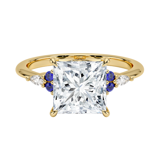 1 TO 5 CT Nadia Princess Cut Lab Grown Diamond Ring with Round & marquise Accents in 10K/14K/18K Gold | Pooja Diamond | IGI Certified Lab Diamond