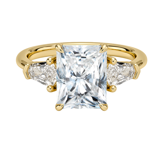 1 To 5 Ct Shield Side Stone Three Stone Radiant Cut Lab-Grown Diamond Ring in 10K/14K/18K Gold | Pooja Diamond | IGI Certified Lab Diamond