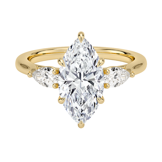 1 To 5 Ct Opera Perfect Fit Marquise Three Stone Lab-Grown Diamond Ring in 10K/14K/18K Gold | Pooja Diamond | IGI Certifed Lab Diamond