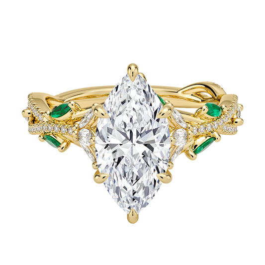 1 To 5 CT Luxe Secret Garden Marquise Cut Lab Grown Diamond Ring with Marquise & Pavé Vine Detailing in Gold | Pooja Diamond | IGI Certified Lab Diamond