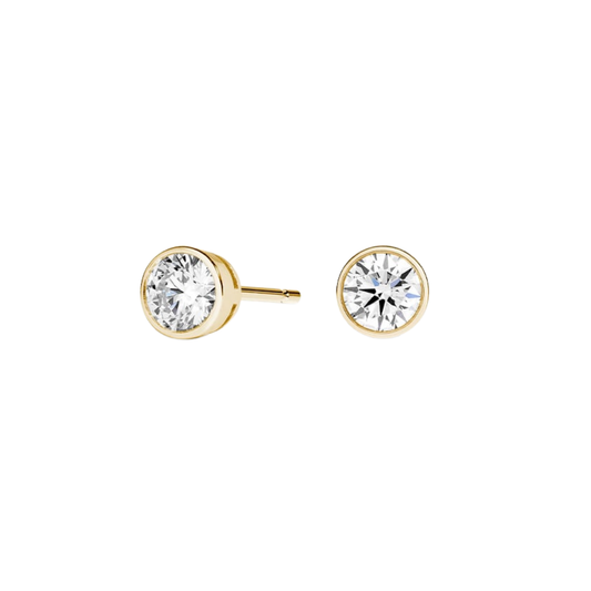 1 To 3 CT Classic Round Shape Lab Diamond Bezel Stud Earrings – 10K/14K/18K Gold | Pooja Diamond | IGI Certified Lab Diamond