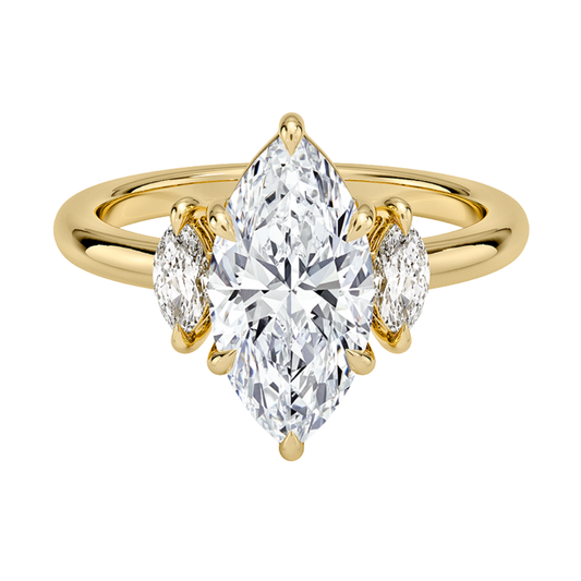 1 To 5 Ct Sasha Marquise Cut Three Stone Marquise Lab-Grown Diamond Ring in 10K/14K/18K Gold | Pooja Diamond | IGI Certified Lab Diamond