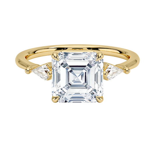 1 To 5 CT  Cometa Asscher Cut Lab Grown Diamond Three Stone Engagement Ring in 10K/14K/18K  Gold | Pooja Diamond | IGI Certified Lab Diamond