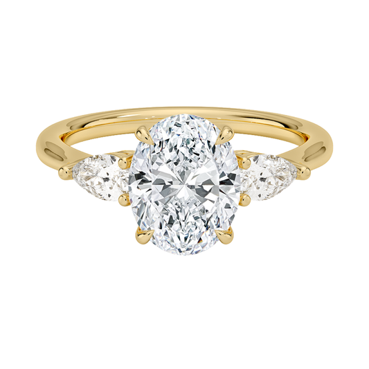 1 TO 5 Ct Opera Oval Three Stone Lab-Grown Diamond Ring in 10K/14K/18K Gold | Pooja Diamond | IGI Certified Lab Diamond