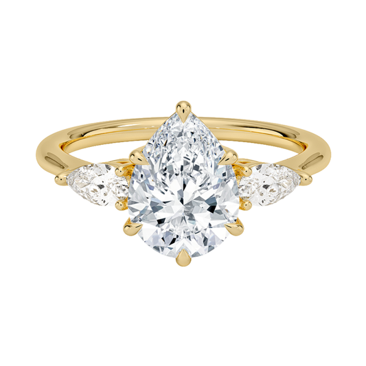 1 TO 5 Ct Opera Pear Three Stone Lab-Grown Diamond Ring in 10K/14K/18K Gold | Pooja Diamond | IGI Certified Lab Diamond