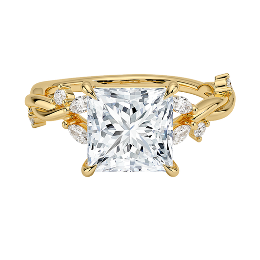1 TO 5 CT Azalea Princess Cut Lab Grown Diamond Twist Ring in 10K/14K/18K Gold | Pooja Diamond | IGI Certifiend Lab Diamond