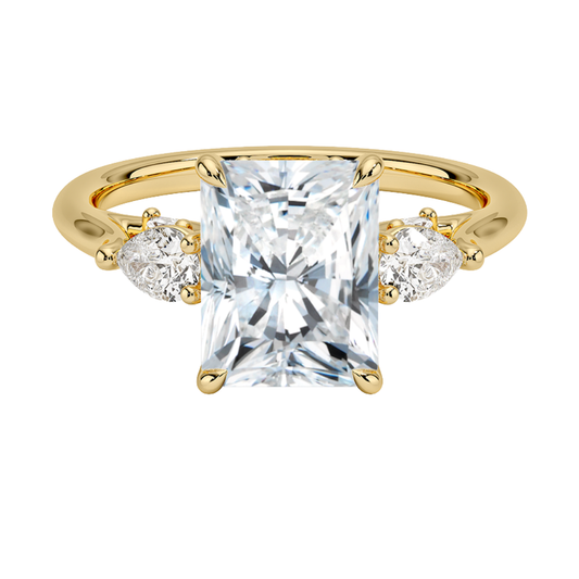 1 TO CT Secret Garden Radiant Cut Lab-Grown Diamond Three Stone Ring with Hidden Floral Gallery in 10K / 14K / 18K Gold | Pooja Dimond | IGI Certified Lab Diamond