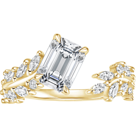1 To 5 CT Sweeping Ivy Emerald Cut Lab Grown Diamond Ring in 10K/14K/18K Gold | Pooja Diamond | IGI Certified Lab Diamond