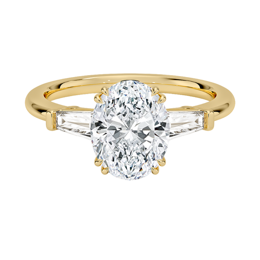 1 To 5 CT Symphony Double Prong Three Stone Oval Cut Lab-Grown Diamond Ring in 10K/14K/18K Gold | Pooja Diamond | IGI Certified Lab Diamond