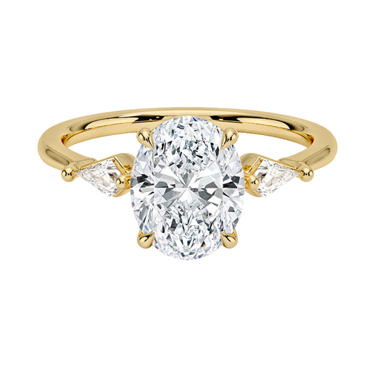 1 To 5 CT  Cometa Oval Cut Lab Grown Diamond Three Stone Engagement Ring in 10K/14K/18K  Gold | Pooja Diamond | IGI Certified Lab Diamond