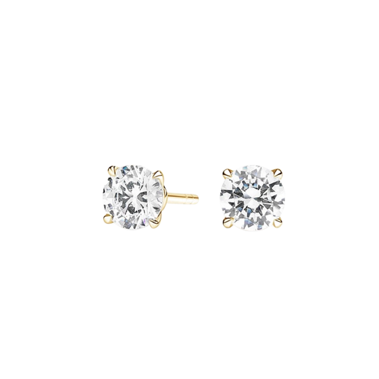 1 To 3 CT Classic Claw Prong Lab Grown Round Diamond Stud Earrings in 10K/14K/18K Gold | Pooja Diamond | IGI Certified Lab Diamond