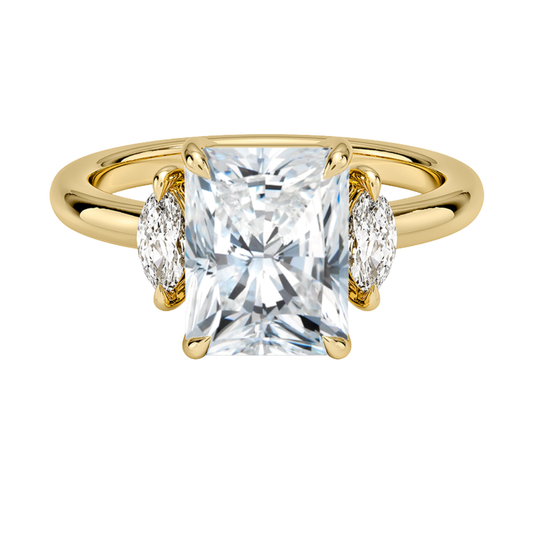 1 To 5 Ct Sasha Radiant Cut Three Stone Marquise Lab-Grown Diamond Ring in 10K/14K/18K Gold | Pooja Diamond | IGI Certified Lab Diamond