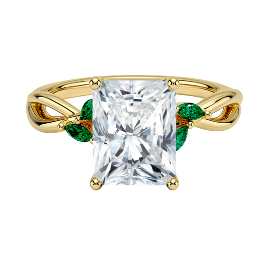 1 TO 5 CT Willow Radiant Cut Lab Grown Diamond Ring with Marquise Accents in 10K/14K/18K Gold | Pooja Diamond | IGI Certified Lab Diamond