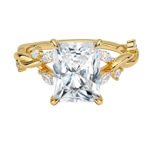 1 TO 5 CT Azalea Radiant Cut Lab Grown Diamond Twist Ring in 10K/14K/18K Gold | Pooja Diamond | IGI Certifiend Lab Diamond