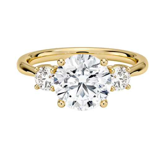 1 TO 5 CT Selene Three Stone Round Cut Lab-Grown Diamond Ring in 10K/14K/18K Gold | Pooja Diamond | IGI Certified Lab Diamond