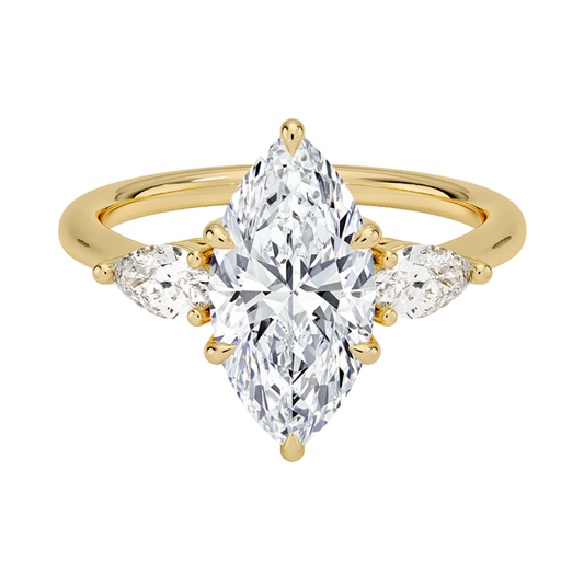 1 TO 5 Ct Opera Marquise Three Stone Lab-Grown Diamond Ring in 10K/14K/18K Gold | Pooja Diamond | IGI Certified Lab Diamond