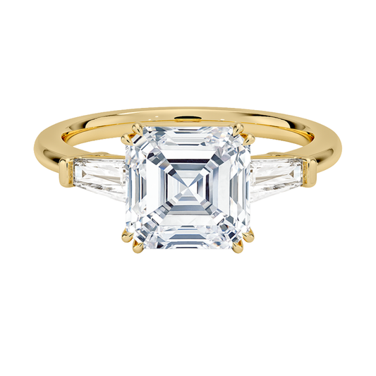 1 To 5 CT Symphony Double Prong Three Stone Asscher Cut Lab-Grown Diamond Ring in 10K/14K/18K Gold | Pooja Diamond | IGI Certified Lab Diamond
