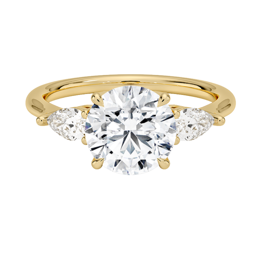 1 TO 5 Ct Opera Round Three Stone Lab-Grown Diamond Ring in 10K/14K/18K Gold | Pooja Diamond | IGI Certified Lab Diamond