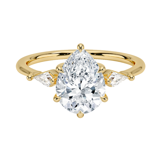 1 To 5 CT  Cometa Pear Cut Lab Grown Diamond Three Stone Engagement Ring in 10K/14K/18K  Gold | Pooja Diamond | IGI Certified Lab Diamond