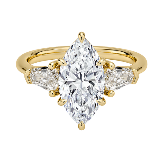 1 To 5 Ct Shield Side Stone Three Stone Marquise Cut Lab-Grown Diamond Ring in 10K/14K/18K Gold | Pooja Diamond | IGI Certified Lab Diamond