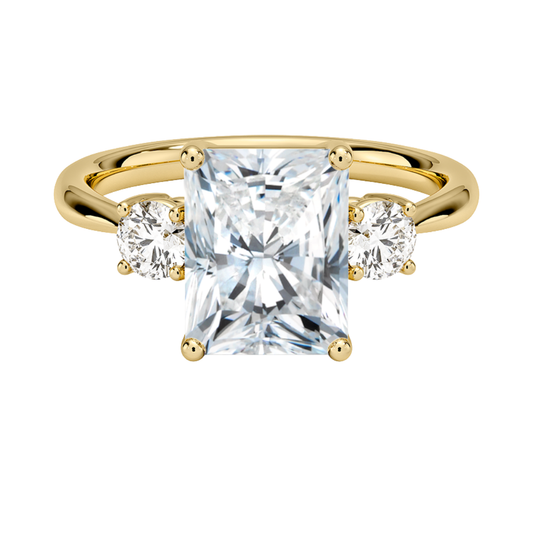 1 TO 5 CT Selene Three Stone Radiant Cut Lab-Grown Diamond Ring in 10K/14K/18K Gold | Pooja Diamond | IGI Certified Lab Diamond