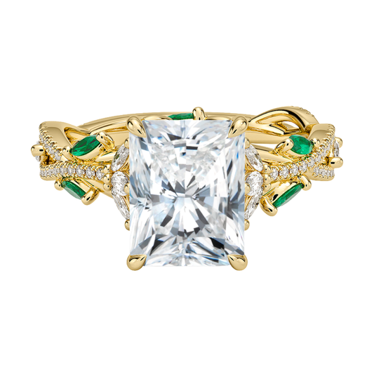 1 To 5 CT Luxe Secret Garden Radiant Cut Lab Grown Diamond Ring with Marquise & Pavé Vine Detailing in Gold | Pooja Diamond | IGI Certified Lab Diamond