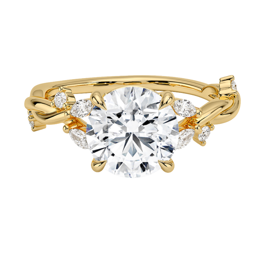 1 TO 5 CT Azalea Round Cut Lab Grown Diamond Twist Ring in 10K/14K/18K Gold | Pooja Diamond | IGI Certifiend Lab Diamond