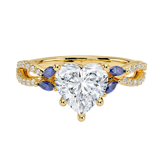 1 TO 5 CT Luxe Willow Heart Cut Lab Grown Diamond Ring with Marquise Leaf Accents in 10K/14K/18K Gold | Pooja Diamond | IGI Certified Lab Diamond