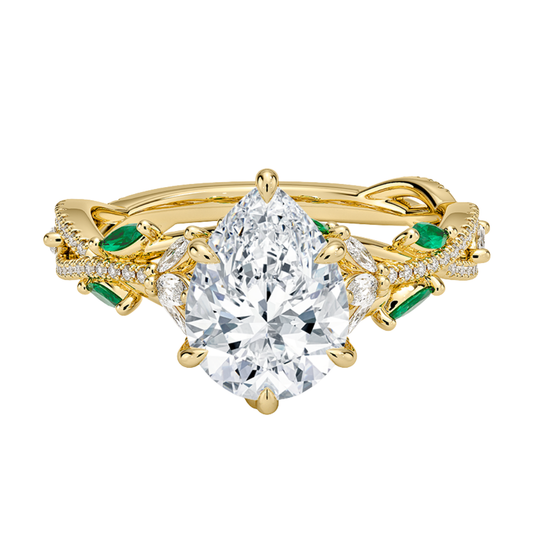 1 To 5 CT Luxe Secret Garden Pear Cut Lab Grown Diamond Ring with Marquise & Pavé Vine Detailing in Gold | Pooja Diamond | IGI Certified Lab Diamond