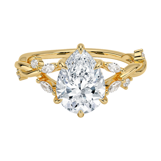 1 TO 5 CT Azalea Pear Cut Lab Grown Diamond Twist Ring in 10K/14K/18K Gold | Pooja Diamond | IGI Certifiend Lab Diamond