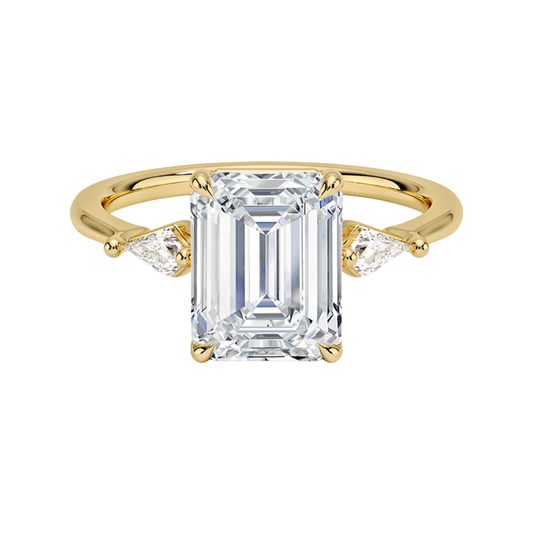 1 To 5 CT  Cometa Emerald Cut Lab Grown Diamond Three Stone Engagement Ring in 10K/14K/18K  Gold | Pooja Diamond | IGI Certified Lab Diamond