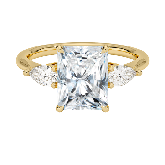 1 TO 5 Ct Opera Radiant Three Stone Lab-Grown Diamond Ring in 10K/14K/18K Gold | Pooja Diamond | IGI Certified Lab Diamond
