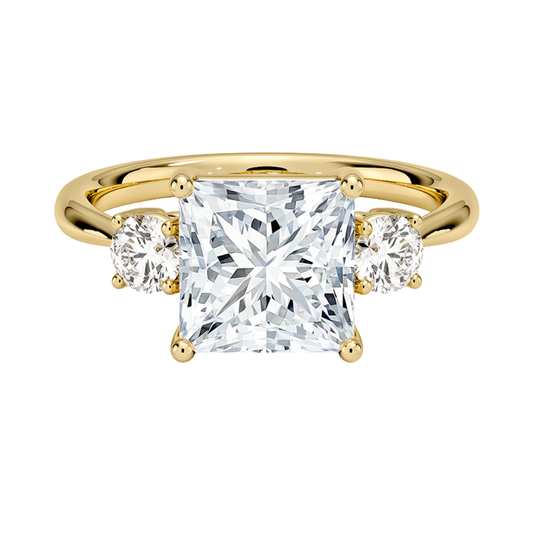 1 TO 5 CT Selene Three Stone Princess Cut Lab-Grown Diamond Ring in 10K/14K/18K Gold | Pooja Diamond | IGI Certified Lab Diamond