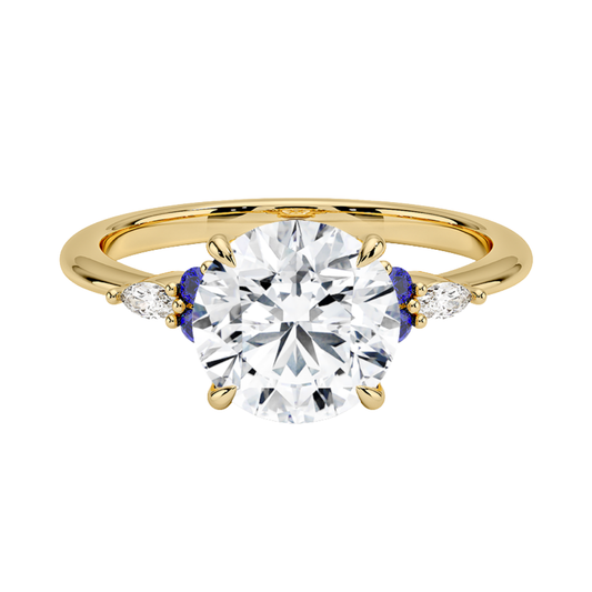 1 TO 5 CT Nadia Round Cut Lab Grown Diamond Ring with Round & marquise Accents in 10K/14K/18K Gold | Pooja Diamond | IGI Certified Lab Diamond