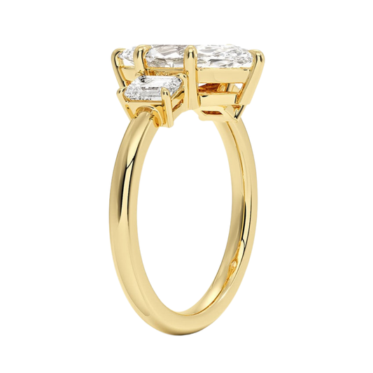 1 TO 5 Ct Rhiannon Marquise Cut Three Stone Lab-Grown Diamond Ring in 10K/14K/18K Gold | Pooja Diamond | IGI Certified Lab Diamond