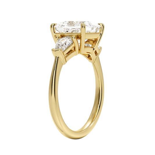 1 To 5 Ct Shield Side Stone Three Stone Princess Cut Lab-Grown Diamond Ring in 10K/14K/18K Gold | Pooja Diamond | IGI Certified Lab Diamond
