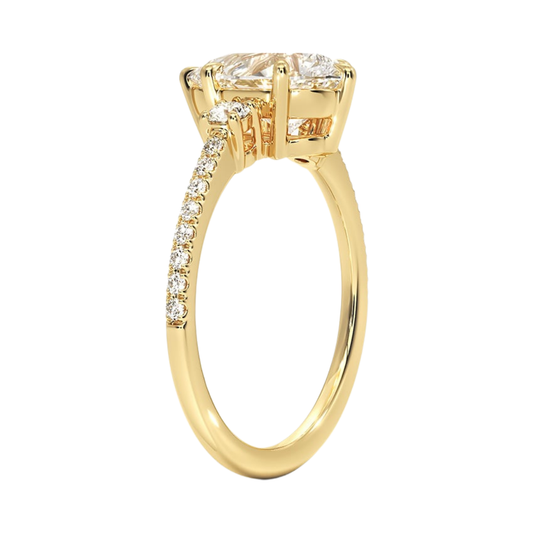 1 To 5 Ct Lyra Three Stone Pear Cut Lab Grown Diamond Engagement Ring in 10K/14K/18K Gold | Pooja Diamond | IGI Certified Lab Diamond