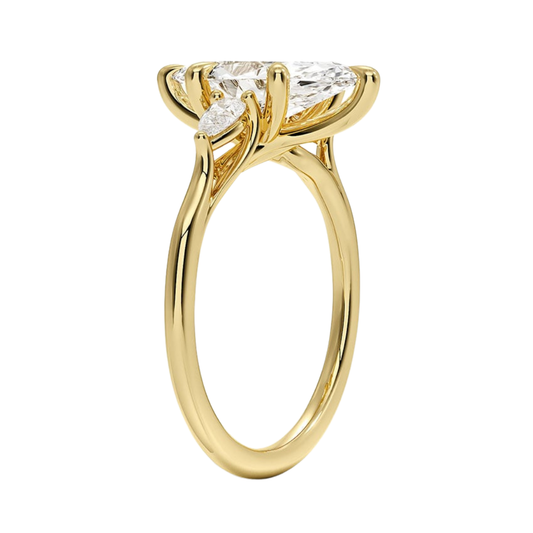 1 TO 5 Ct Delilah Marquise & Pear Lab Grown Diamond Three Stone Engagement Ring in 10K / 14K / 18K Gold | Pooja Diamond | IGI Certified Lab Diamond