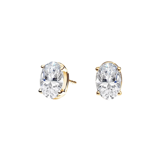 1 To 3 CT Classic Four-Prong Lab Grown Oval-Cut Diamond Stud Earrings in 10K/14K/18K Gold | Pooja Diamond | IGI Certified Lab Diamond