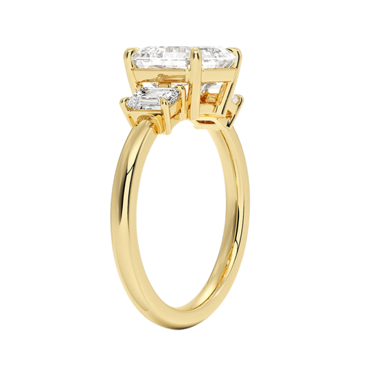 1 TO 5 Ct Rhiannon Asscher Cut Three Stone Lab-Grown Diamond Ring in 10K/14K/18K Gold | Pooja Diamond | IGI Certified Lab Diamond